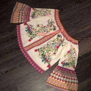 Floral embroidered off shoulder gorgeous top